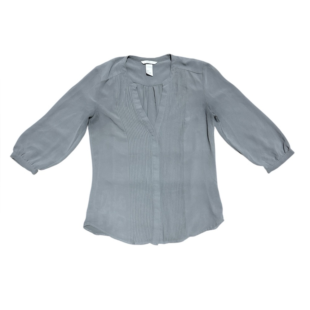 H&M 3/4 sleeve chiffon pintucked blouse